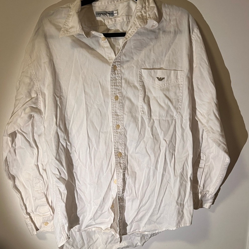 Vintage Emporio Armani Off-White Casual Button-Down Shirt